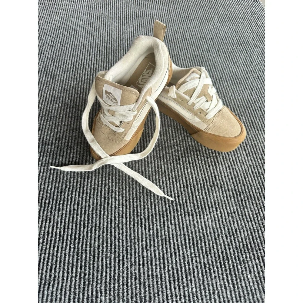 Vans Knu Skool Oatmeal Gum Suede Puffy Skate Shoes Womens 6 Low Top Sneakers